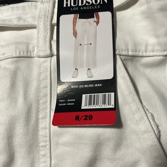 New Hudson Women’s Wide Leg Belted white Jean - Picture 10 of 12
